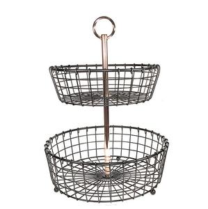 Nouvelle Arrivée Panier de Rangement Rond à 2 Niveaux en Fil Métallique de Haute Qualité pour Fruits, Prix Abordable, Taille et Forme Personnalisables - Product Image 1
