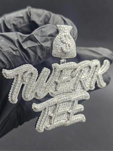 Pendentif personnalisé « TWERK TEE » serti de diamants Moissanite, collier Hip Hop, bijoux brillants, cadeau pour homme et femme - Product Image 5