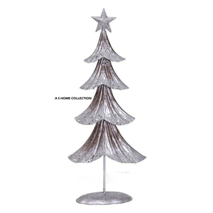 Set of 2 Christmas Blank Sublimation Hammered Texture Christmas <b>Tree</b> <b>Tabletop</b> for Home Decoration Silver Finished - Product Image 5