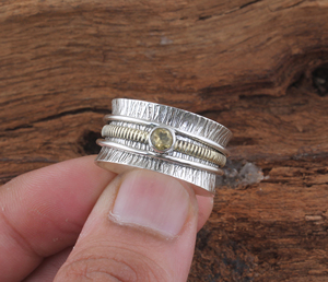 Luxury Natural Citrine <b>Spinner</b> Wedding <b>Ring</b> Elegant 925 Sterling Silver Gold Plated Meditation Band High-Quality <b>Spinner</b> <b>Ring</b> - Product Image 3