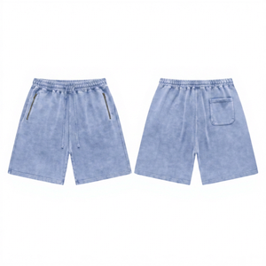 Shorts tissés noirs unis pour hommes, style décontracté, 100 % coton écologique, taille élastique avec poches - Product Image 5