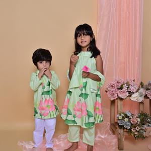 Kurti pour filles de 1 à 9 ans, de qualité supérieure, à imprimé floral numérique, col rond, tunique ethnique pour l'été - Product Image 5
