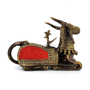 Divine 7x4 Inch Handcrafted Brass Temple Goddess Cow <b>Peacock</b> Metal Hindu Prayer Item Home or Office Trending Diwali Decor - Product Image 2