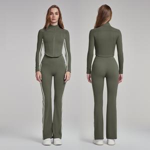 Vêtements de fitness pour femmes, hauts de yoga sans couture, couleurs unies, manches longues, crop tops de sport, ensembles de yoga respirants et à séchage rapide - Product Image 5