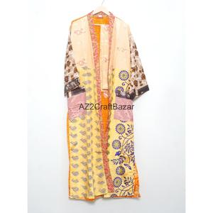 ชุดคลุมบิกินี่ผ้าไหมอินเดียแท้ 100% แบบคาฟตัน คิโมโน ทำมือสำหรับผู้หญิง - ชุดคลุมชายหาด - Product Image 2