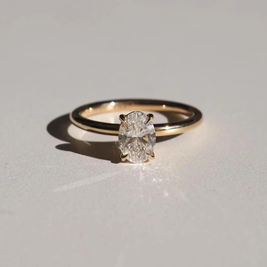 Elegant Oval Cut Moissanite Engagement <b>Ring</b>, 14K Gold Solitaire <b>Ring</b>, Minimalist Wedding <b>Ring</b> for Women, <b>Dainty</b> Promise <b>Ring</b> - Product Image 1