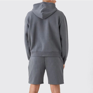 Custom Trending 2026 <b>Zip</b> <b>Up</b> Hoodie and Shorts Set 100% Cotton Fleece Sweatsuit Women Men Unisex Summer Jogging Wear Outfit - Product Image 4