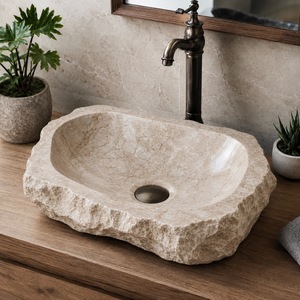 Vasque en marbre naturel irrégulier, sculptée à la main, moderne, pour salle de bain de luxe, hôtel, meuble-lavabo, salle à manger – Fournisseur en gros - Product Image 1