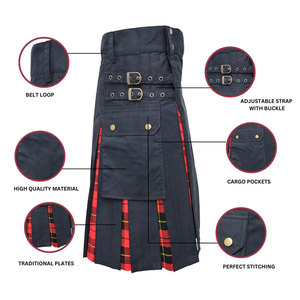 Kilt écossais utilitaire en coton hybride de qualité supérieure, plissé, motif tartan Wallace, pour tenue de fille - Product Image 6