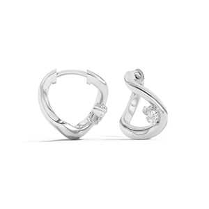 14K Gold Pear Cut Lab Grown Diamond Huggies <b>Hoop</b> <b>Earrings</b> Pave Set Curved Wave Twist 13mm Geometric <b>Hinged</b> Huggie Clasp 0.20ct - Product Image 3