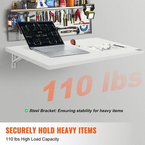 35.43 \ "X 19.69 \" a parete pieghevole in ferro supporto a goccia tavolo galleggiante per Home Office sala da pranzo Bar lavanderia bianco - Product Image 3