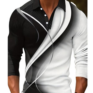 เสื้อเชิ้ตผู้ชายสไตล์ลำลองสำหรับฤดูใบไม้ร่วง พร้อมกระดุม ผ้าถักโพลีเอสเตอร์ระบายอากาศได้ดี แขนยาว ดีไซน์ทันสมัย - Product Image 3