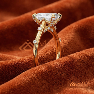 14K Yellow Gold Radiant Cut <b>Ring</b> with Side Accents – Dainty Gold Anniversary Band Yellow Gold Over <b>Silver</b> Radiant <b>Solitaire</b> - Product Image 2