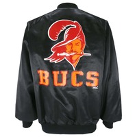 Veste de sport en satin noir pour homme des San Francisco 49ers avec bordure rouge et blanche et logo brodé sur le devant, style sportif