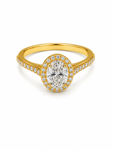 Anillo de Compromiso Gourik Clásico de Lujo, con Moissanita Ovalada, Chapado en Oro, Sin Níquel, con Engaste Pavé, para Mujer, Abril - Product Image 1
