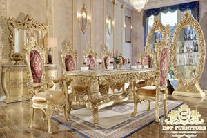 Ensemble de table à manger de style italien classique royal en bois de teck sculpté pour meubles de salle à manger - Product Image 4