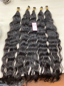 Venta al por mayor Virgen Remy Color negro natural Extensiones de cabello humano a granel Extensiones de cabello a granel ondulado natural - Product Image 2