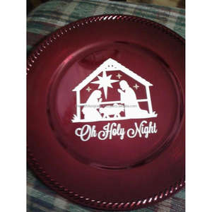 Assiette de présentation rouge Oh Holy Night Vaisselle Plateau de service décoratif Assiette de présentation en métal émaillé pour les vacances - Product Image 1