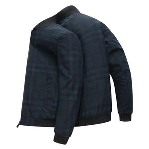 Chaqueta bomber a cuadros para hombre con cuello alto, informal, con cremallera, a prueba de viento, para otoño. - Product Image 5