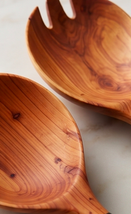 Ensemble de saladiers faits à la main en bois brun de qualité supérieure avec manche noir martelé, parfait pour la vaisselle et les repas. - Product Image 2
