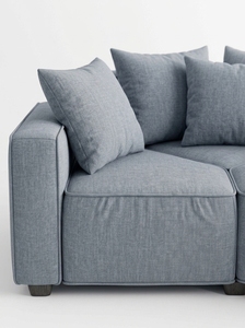 Modern Fabric L-Shape Sectional <b>Sofa</b> Set with <b>Wooden</b> <b>Legs</b> and Pillow Back for Living Room - Product Image 4