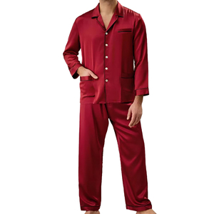 Ensemble de pyjama pour homme PHANTOM IMPEX, taille plus, manches longues, respirant, 100% soie de mûrier, imprimé satiné, toutes saisons, vêtements de maison - Product Image 1