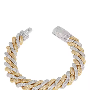 Elegante Pulsera de Plata 925 con Eslabones Cubanos y Diamantes Creados en Laboratorio, Cadena Iced Out, Joyería de Moda Unisex de Tendencia - Product Image 1