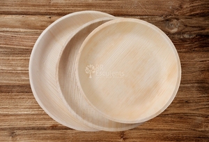 Ensemble d'assiettes rondes écologiques en feuilles d'arec, vaisselle jetable biodégradable pour la restauration, assiette robuste en feuilles de palmier - Product Image 4