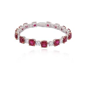 Classic Luxurious Red Women's Silver Plated Rhodium Plated <b>Cubic</b> <b>Zirconia</b> Bangle - Product Image 1