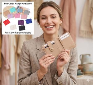 Tarjetero Mini Unisex de Cuero PU Wriza con Clip para Llavero y Botón, Estuche Delgado para Tarjetas de Crédito, Identificación y Tarjetas de Visita para Hombres y Mujeres - Product Image 2