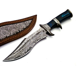 Cuchillo de desollar de acero de Damasco con hoja curva de varias capas y mango de resina para actividades de campo y pedidos al por mayor - Product Image 3