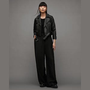 Chaqueta de Cuero Genuino para Mujer, Estilo Vintage, para Motociclistas, Impermeable, con Estampado, Color Negro, Nueva Colección 2026 - Product Image 2