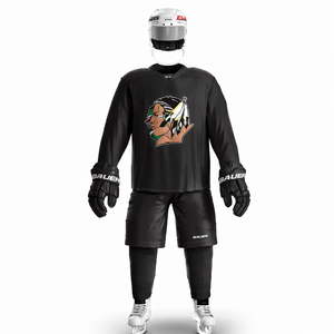 Maillot de hockey sur glace noir pour homme Anaheim Ducks, manches longues, col en V sublimé, évacuation de l'humidité, taille adulte - Product Image 1