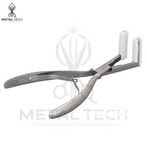 Pince à presser pour extensions capillaires finition satinée, construction robuste en acier inoxydable, mâchoires en silicone blanc, outil de scellage professionnel pour salon - Product Image 3
