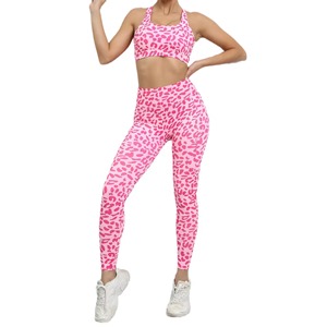 Custom Logo Front Custom OEM Womens Solid Yoga Set Seamless Digital Print Sports Bra & Workout <b>Leggings</b> Fitness Clothing - Product Image 1