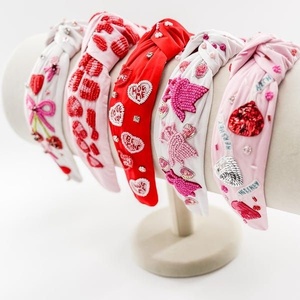 Latest Handmade Beaded <b>Headband</b> Collection for Women and Girls Valentine Day Special Heart Sprinkle & Fashion Padded Hairbands - Product Image 1