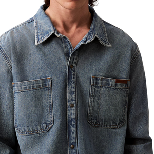 เสื้อเชิ้ตยีนส์ผู้ชายไซส์ใหญ่ ผ้าใส่สบาย ขายส่ง ปรับแต่งได้ มีตัวอย่างฟรี คุณภาพดีที่สุด - Product Image 5