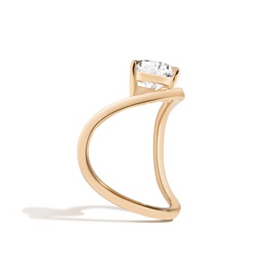Zaha Curve 14K Solid Gold Diamond Engagement <b>Ring</b> with Pear Design for <b>Wedding</b> & Anniversary - Product Image 4