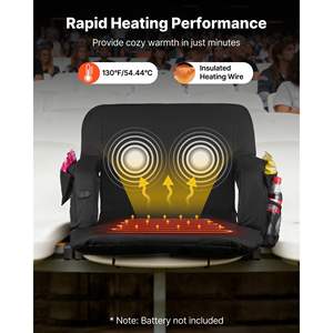 Siège de stade chauffant de 25 pouces avec 4 poches et 3 niveaux de chauffage, 6 modes de vibration, portable pour le camping, les événements sportifs, chaise de tribune - Product Image 3