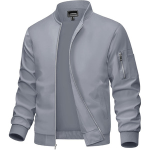 Blouson bomber marron pour homme, fermeture éclair, col montant, vêtement d'extérieur décontracté, coupe classique, matière polyester, automne - Product Image 5