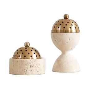 Porta Incienso de Travertino Natural Personalizado, Quemador de Incienso de Mármol, Decoración para el Hogar, Porta Incienso Esférico Religioso - Product Image 1