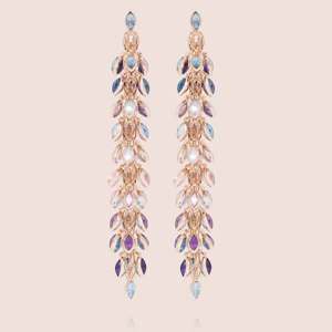 Boucles d'oreilles pendantes en cristal plaqué or rose pour femmes, style bohème, forme de fleur, bijoux de fête - Product Image 1