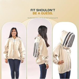 Combinaison d'apiculteur beige avec voile et gants, coupe ample, réfléchissante, résistante à la chaleur (200-300°C), protection limitée pour les travaux en ruche - Product Image 3