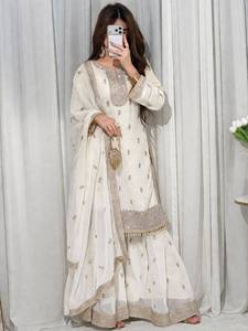 Ensemble indien pakistanais brodé Anarkali Salwar Kameez Dupatta en tissu filet pour mariage et fête - Product Image 2