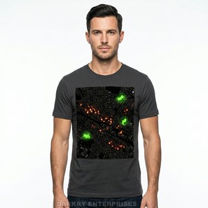 Camiseta Personalizada con Mapa Urbano para Hombre, Diseño Gráfico de Rejilla Urbana Infrarroja, Fabricante de Camisetas, Ropa Urbana Moderna de Algodón, Directo de Fábrica - Product Image 1