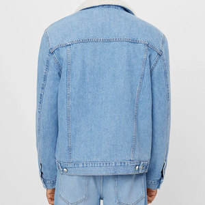 Wholesale Price <b>Custom</b> Made Logo <b>Denim</b> And <b>Jackets</b> In Blue Black Color Jean Fur Cotton <b>Denim</b> <b>Jacket</b> For Man - Product Image 3
