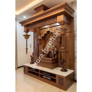 Grand Luxury Handcrafted Solid Wood Home <b>Mandir</b> Ornate Carved Pooja Unit with Storage for Living Room - Product Image 5