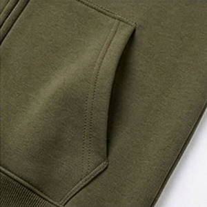 Sudadera con capucha de hombre con cremallera completa, ajuste clásico, manga larga, informal, de peso pesado, color liso, con cordón ajustable - Product Image 3