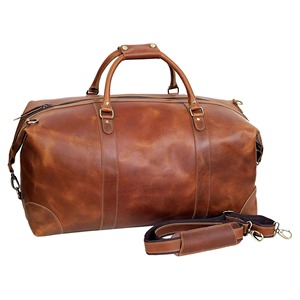 Sac de voyage vintage en cuir véritable avec fermeture éclair, imperméable, grande capacité 36-55L, bagage de voyage unisexe, souple, portable et pliable - Product Image 1