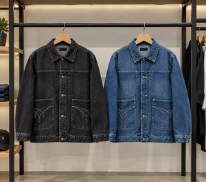 <b>Men's</b> Stonewashed Denim <b>Chore</b> Jacket 100% Cotton Embroidered Pockets Button Fly Casual Workwear <b>Coat</b> Autumn Regular Fit - Product Image 1